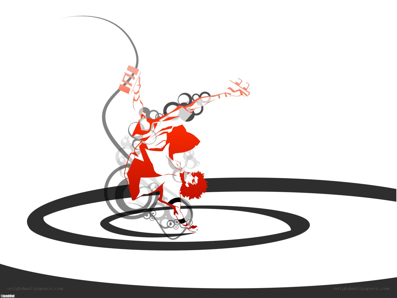 abstract red figure in motion