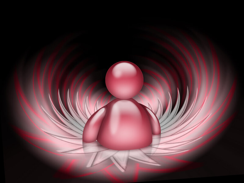 abstract red figure with spiral background