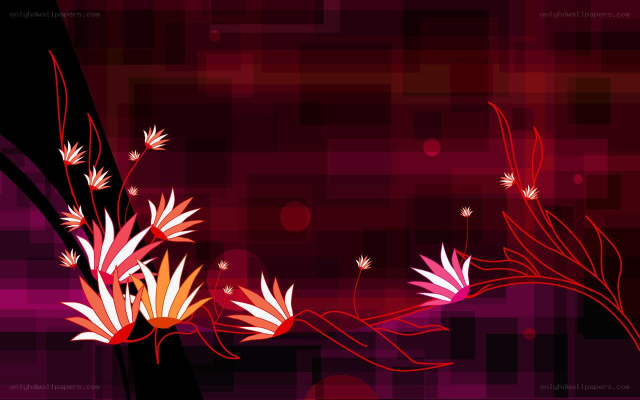 abstract red floral design
