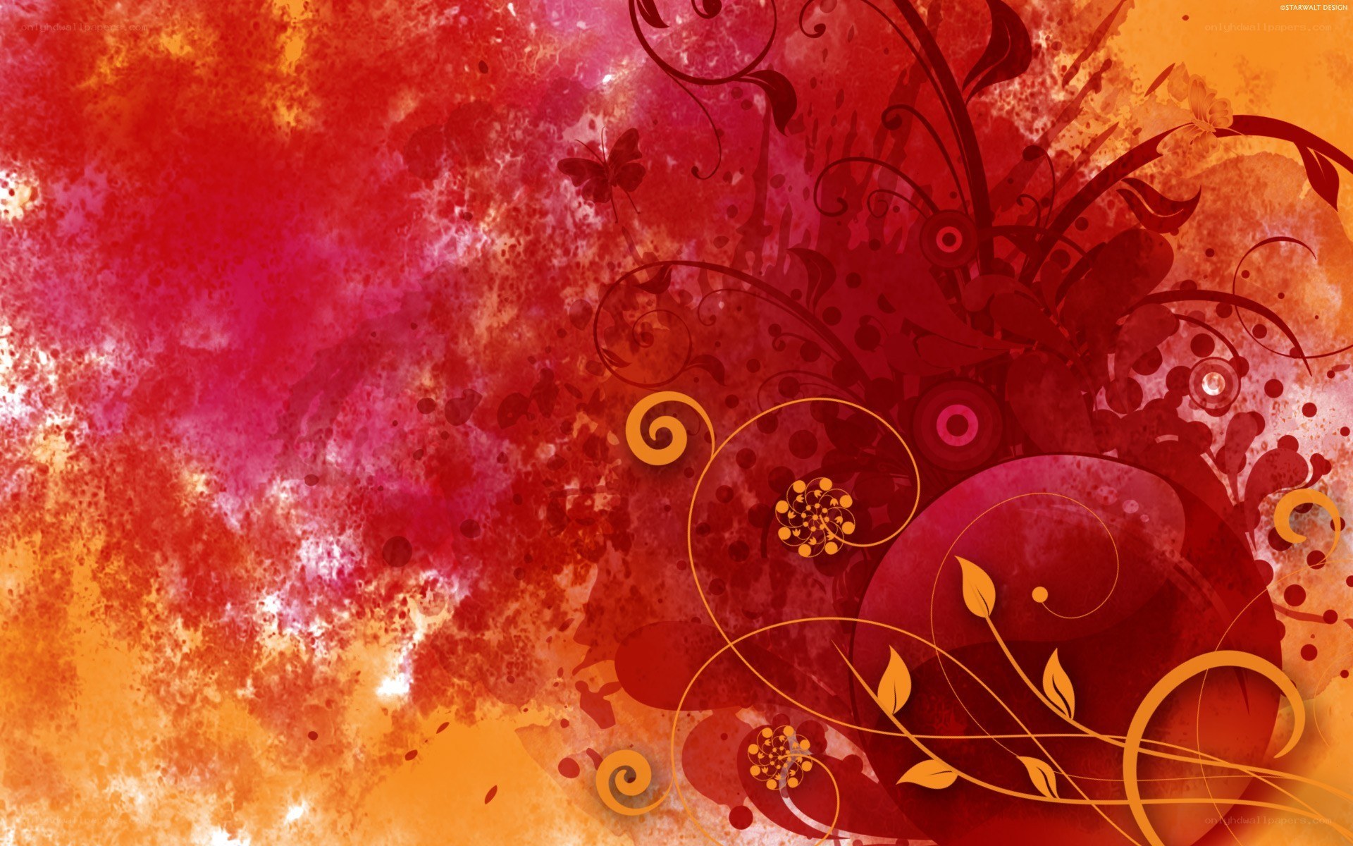 abstract red floral design