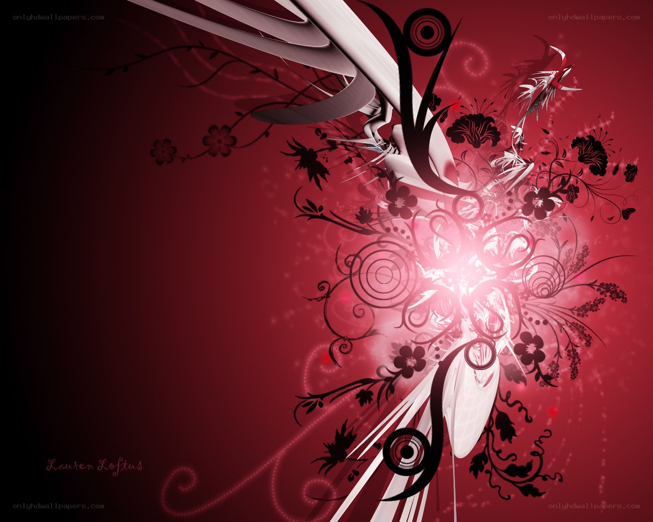 abstract red floral design