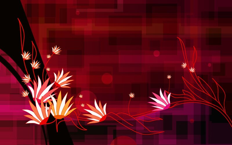 Abstract Red Floral Design — Dramatic, Digital Art