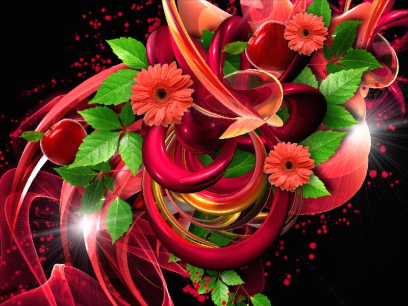Abstract Red Floral Design — Vibrant