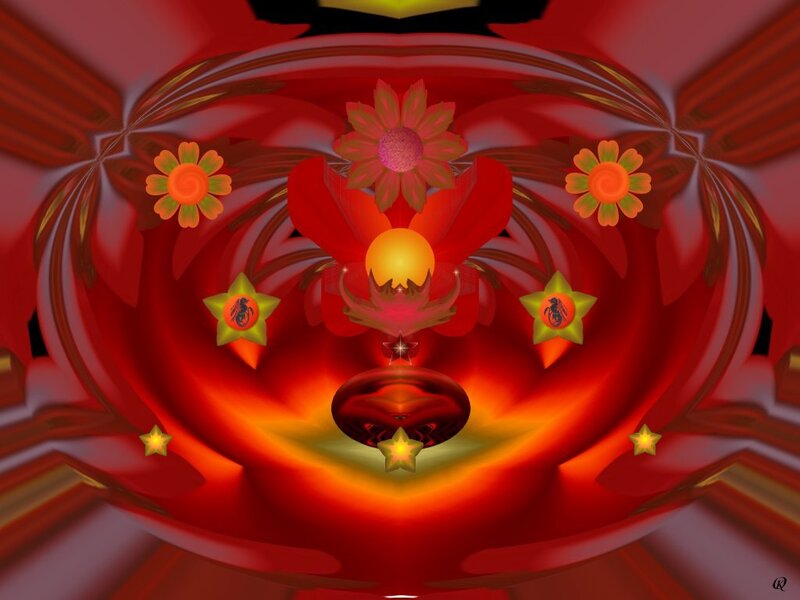 Abstract red floral fractal
