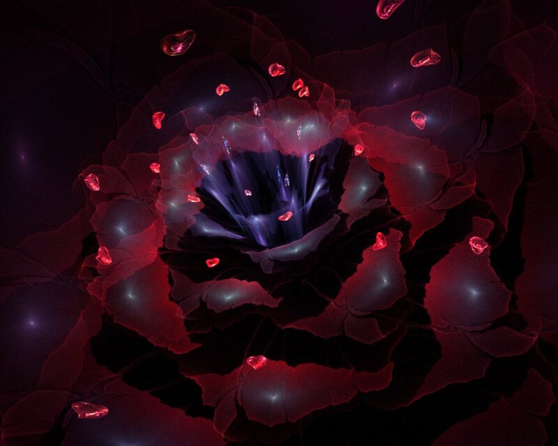 Abstract Red Flower — Dramatic, Digital Art