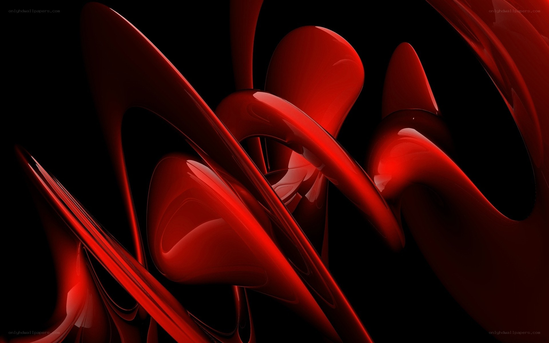 Abstract red fluid shapes