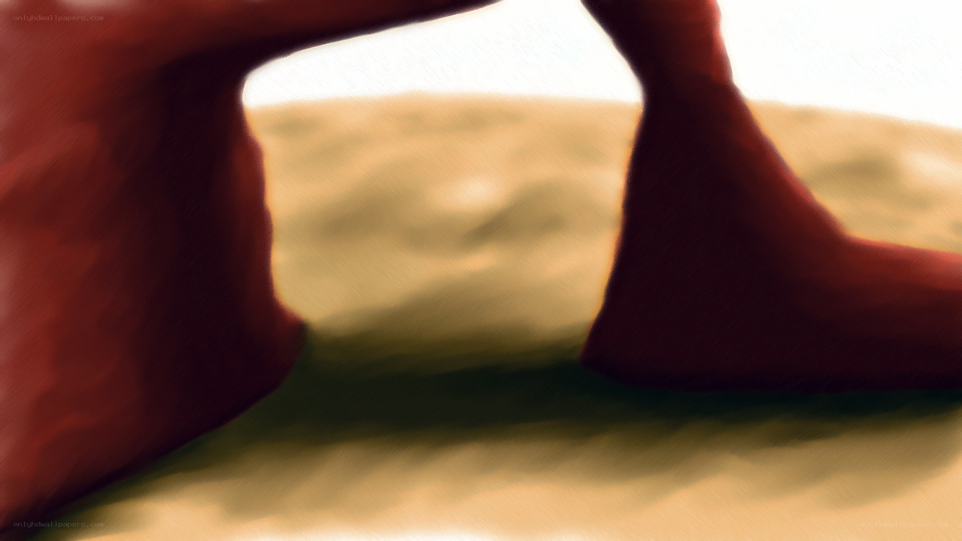abstract red forms on sand