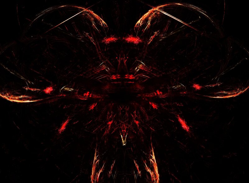 Abstract Red Fractal Design — Dark, Digital Art
