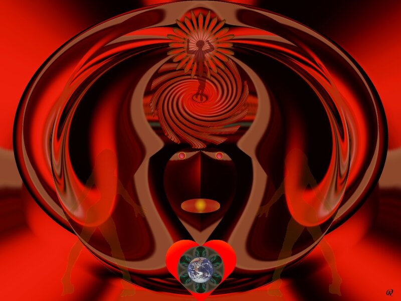 Abstract Red Fractal Design — Dramatic