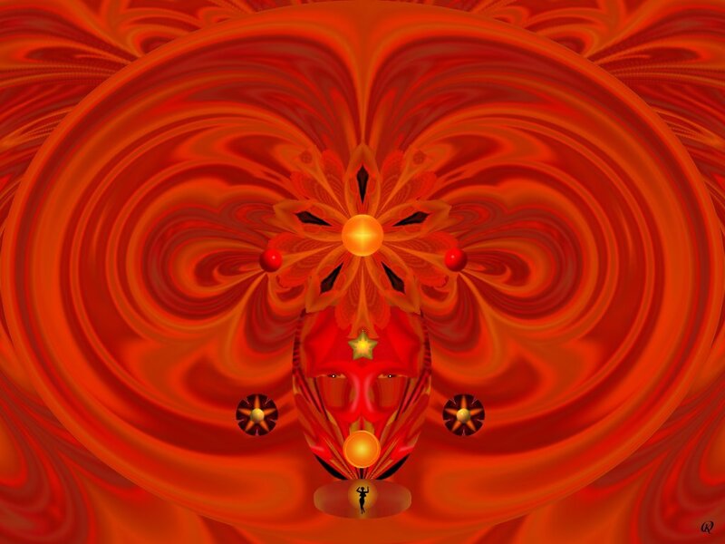 Abstract Red Fractal Design — Hypnotic, Digital Art