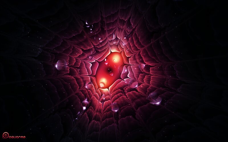 Abstract Red Fractal Pattern — Dramatic, Digital Art, Light