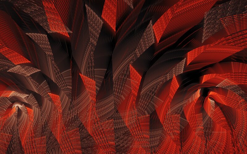 Abstract Red Fractal Pattern — Dramatic, Digital Art