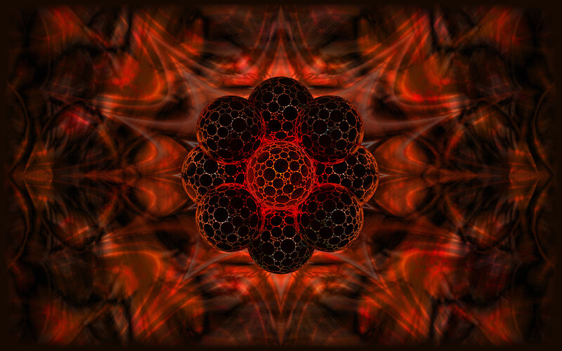 Abstract red fractal sphere cluster