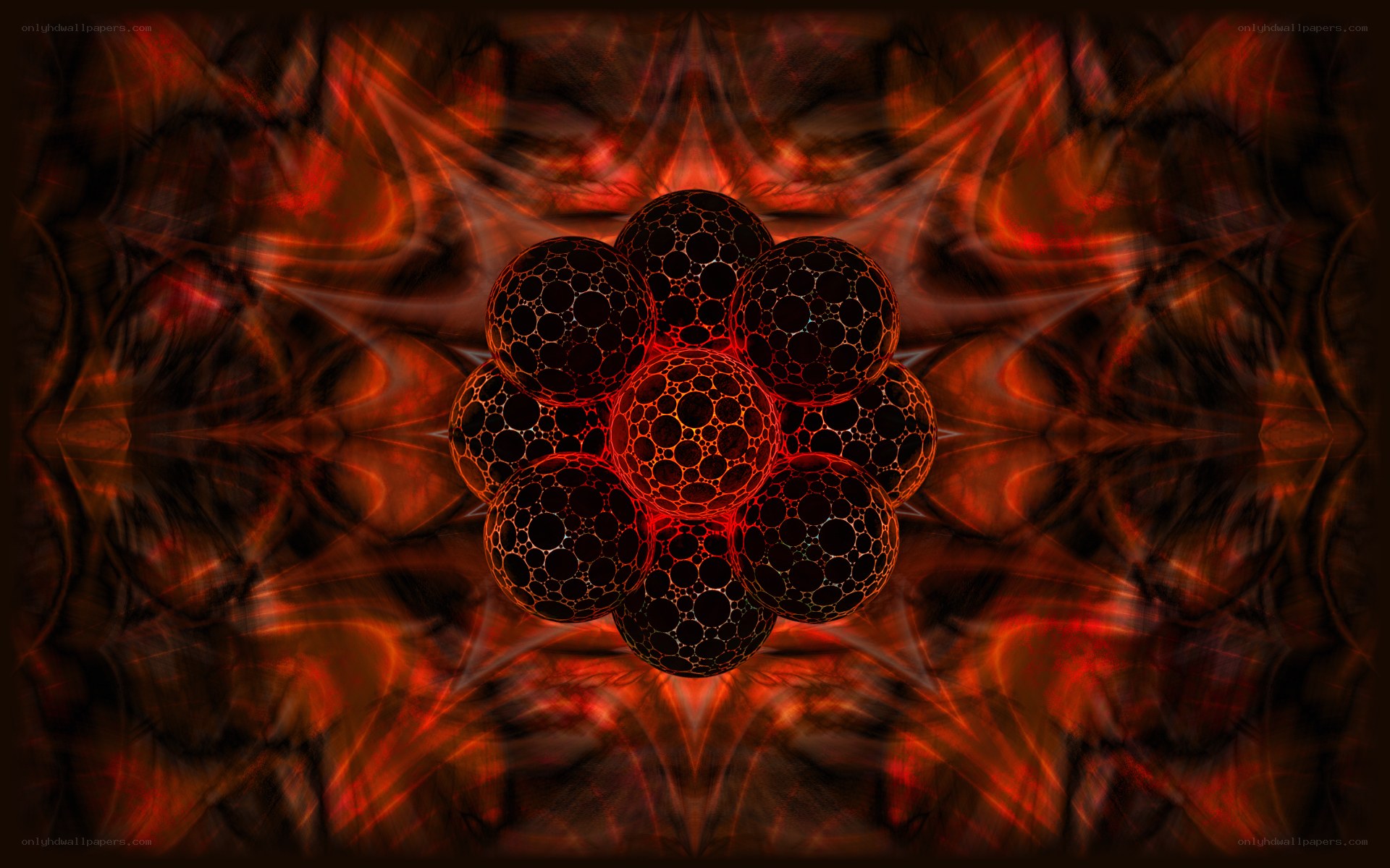 Abstract red fractal sphere cluster