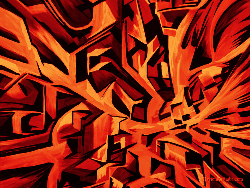 Abstract Red Geometric Shapes