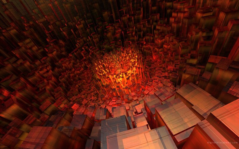 abstract red geometric tunnel