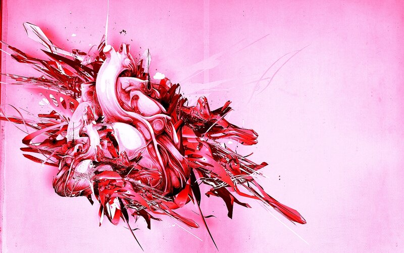 abstract red heart explosion