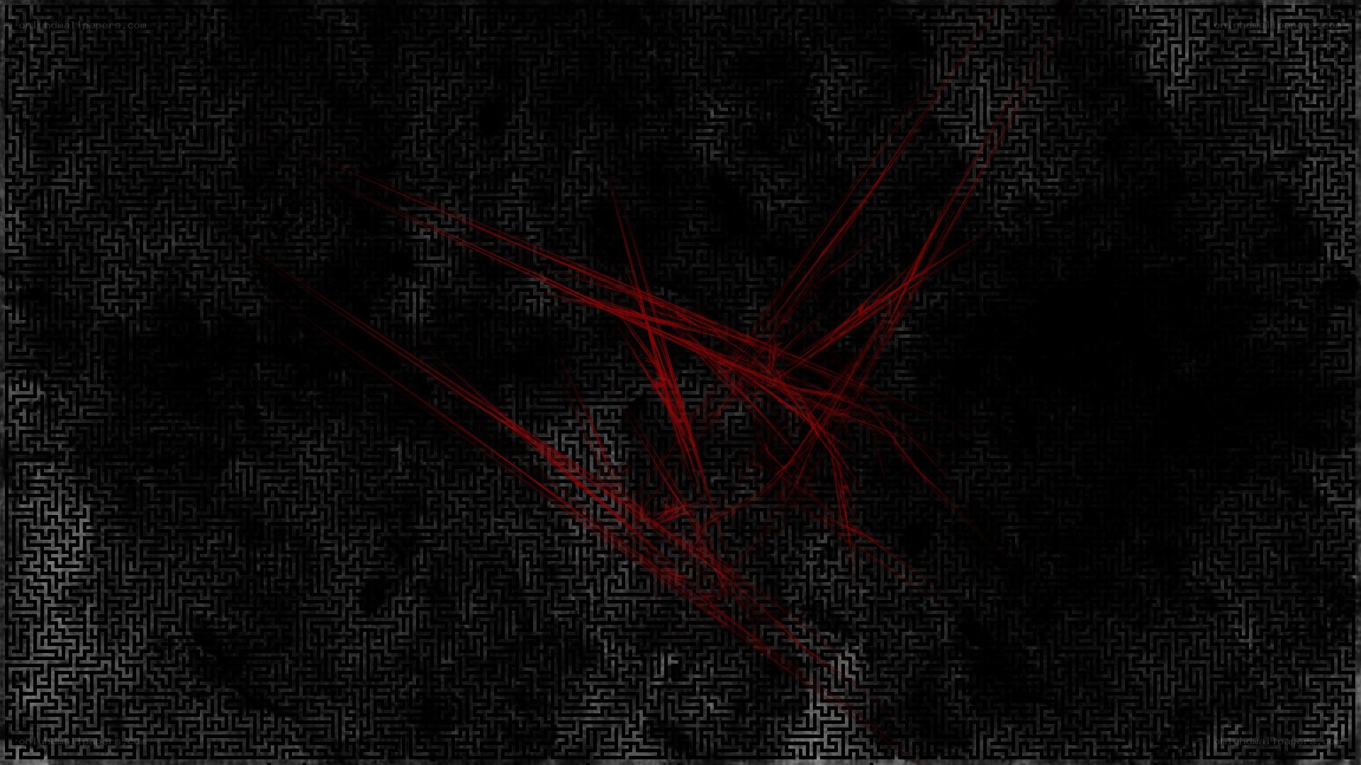 abstract red lines on dark maze