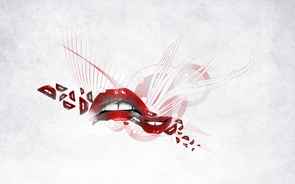 abstract red lips art