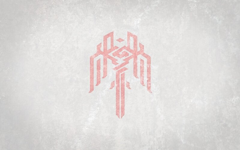 abstract red logo on textured background