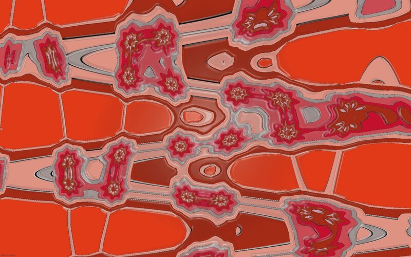 Abstract red pattern with floral shapes