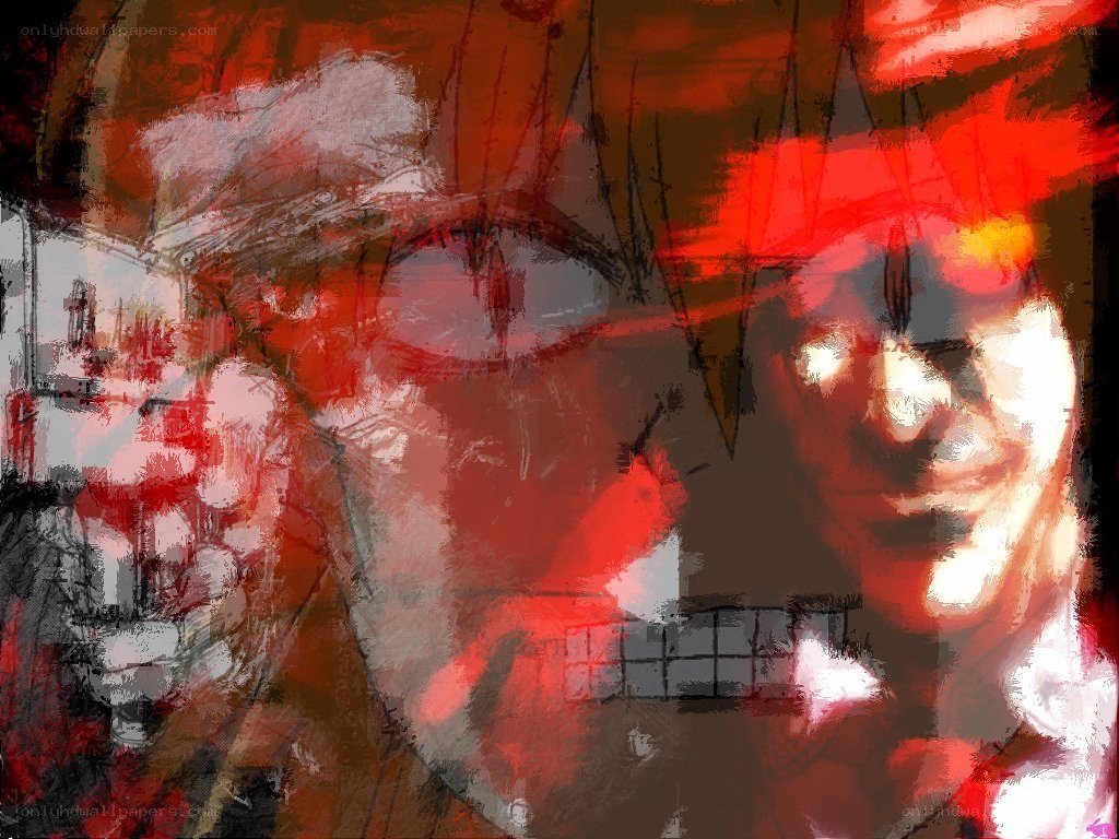 Abstract red portrait with distorted face