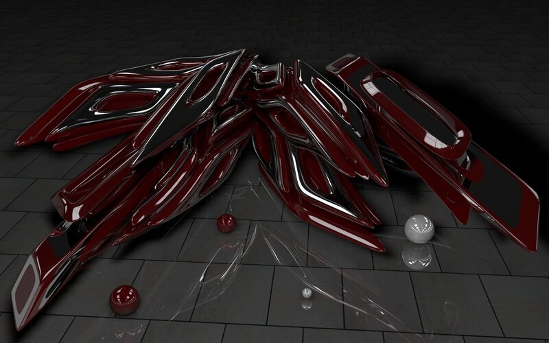Abstract Red Sculpture — Dark, 3d Render