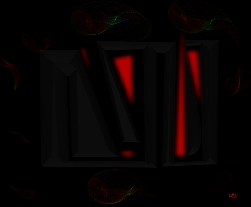 Abstract Red Shapes — Black