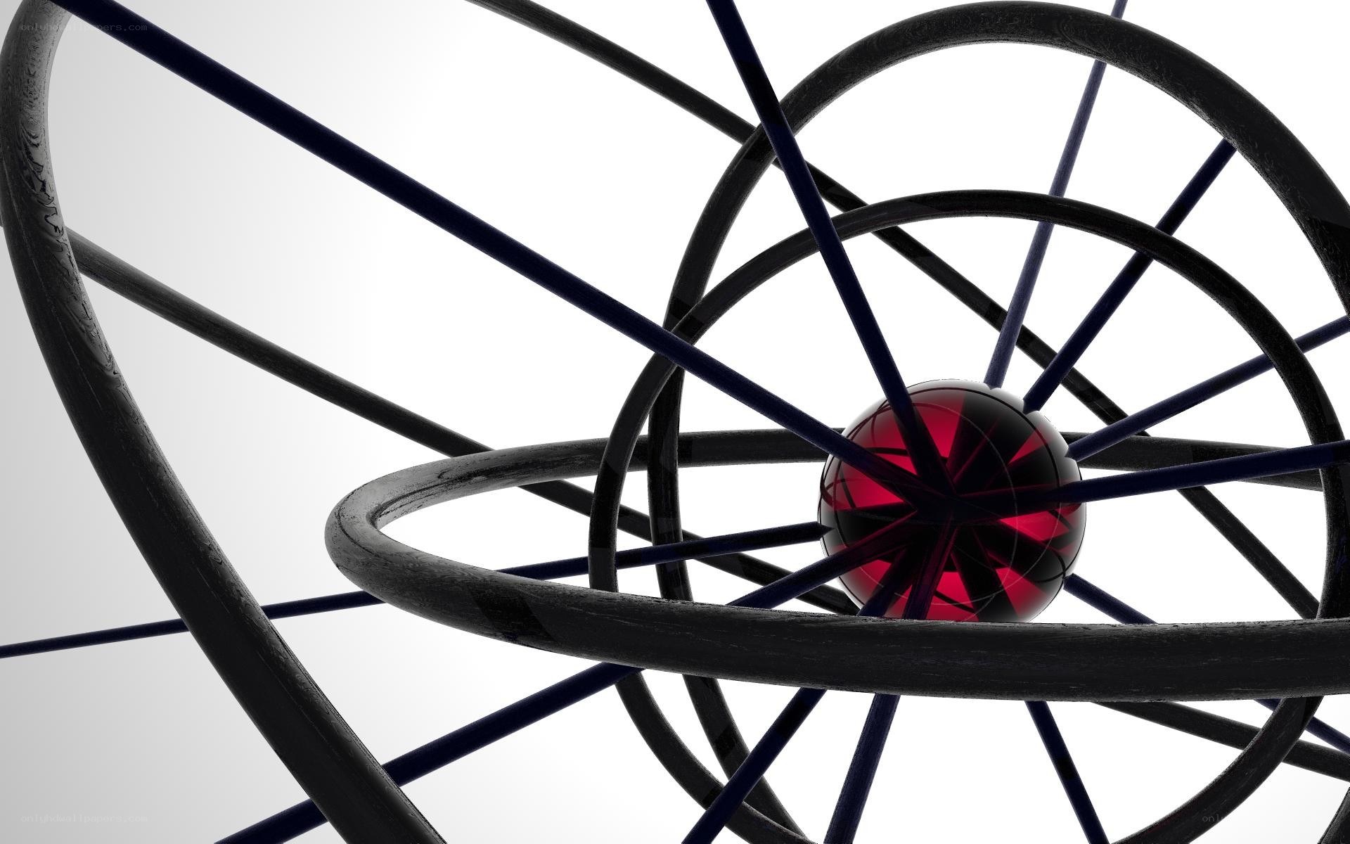 abstract red sphere in black rings