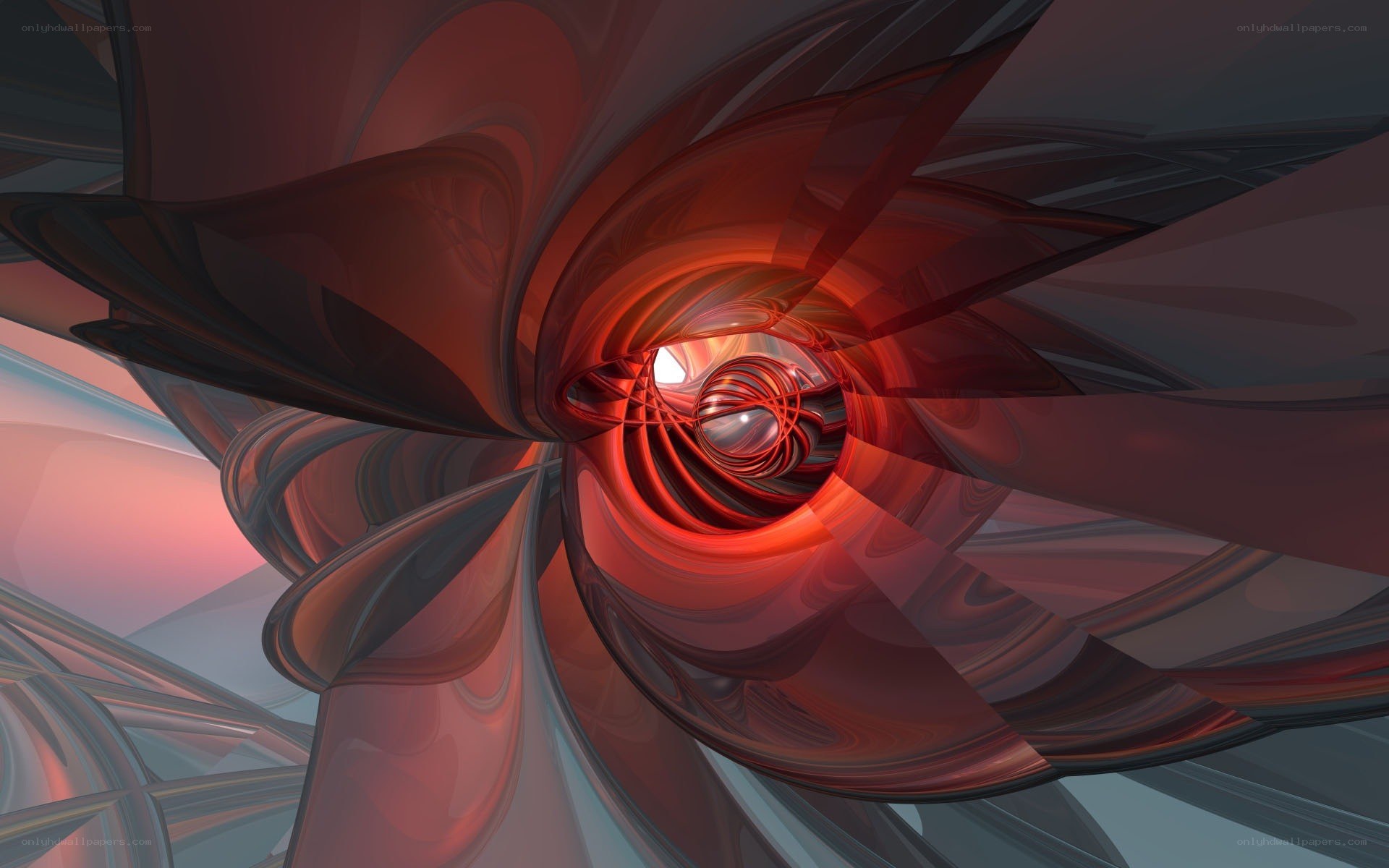 Abstract red spiral tunnel