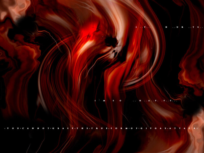 abstract red swirl with text