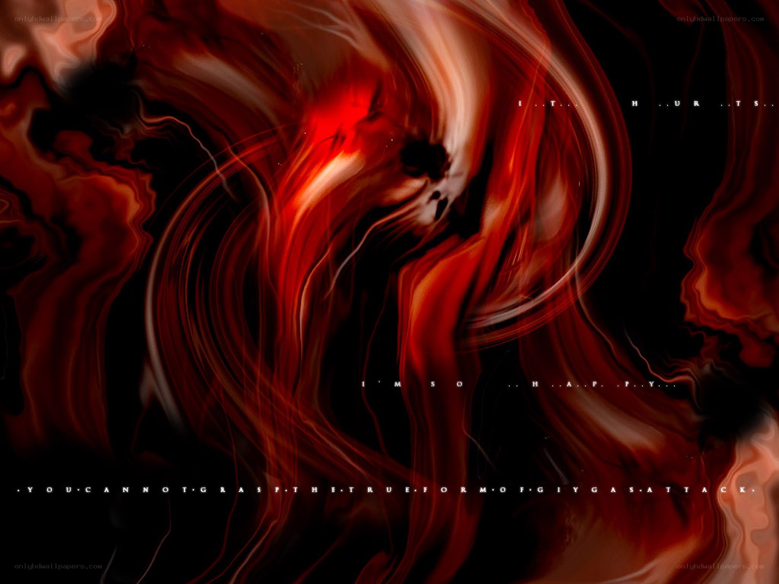 abstract red swirl with text