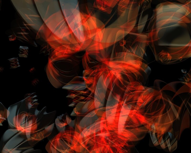 Abstract Red Swirls — Dynamic, Digital Art, Black