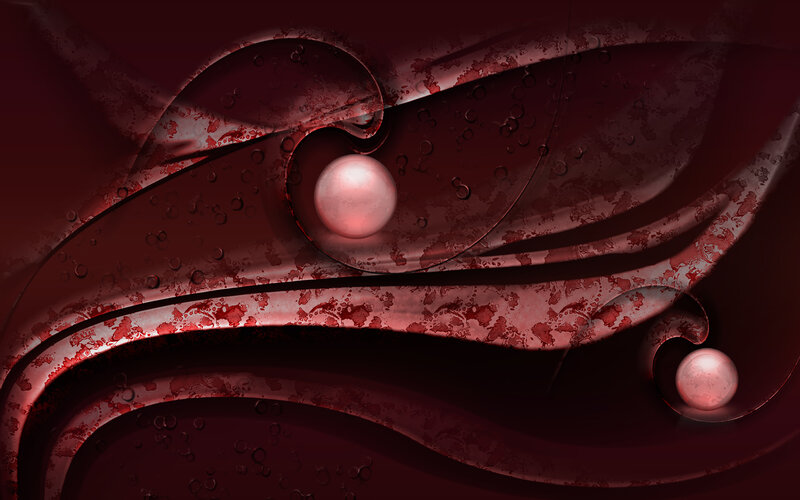 Abstract Red Swirls with Spheres