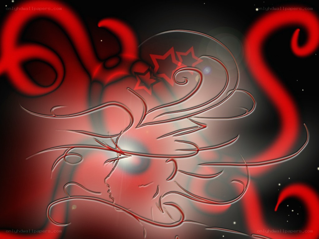 abstract red swirls with stars