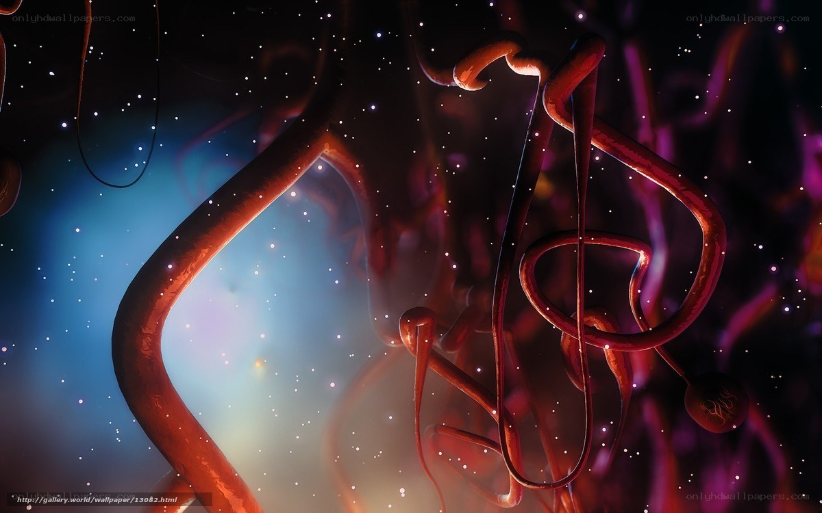 Abstract red tendrils in space