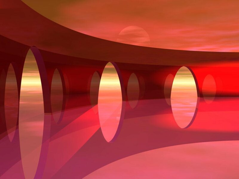 abstract red tunnel structure