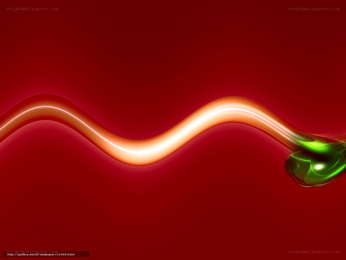 Abstract red wave with green glow