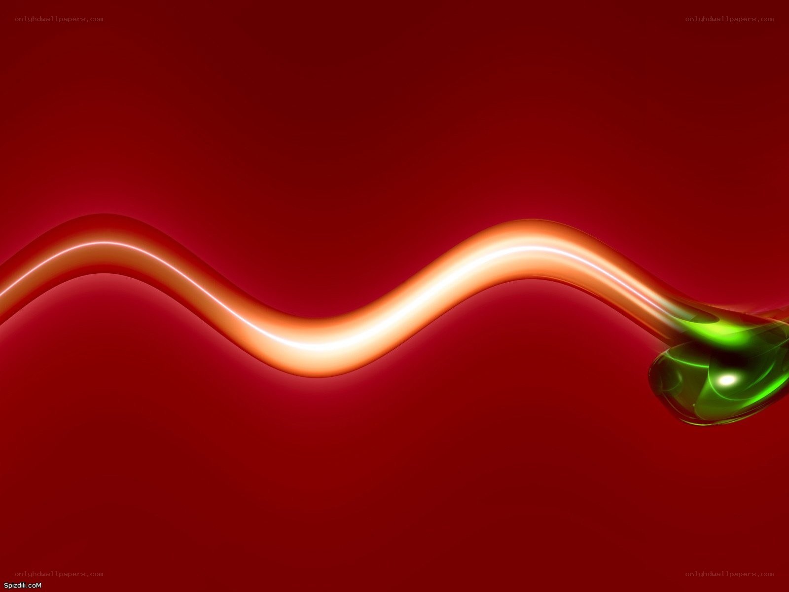 Abstract red wave with green tip