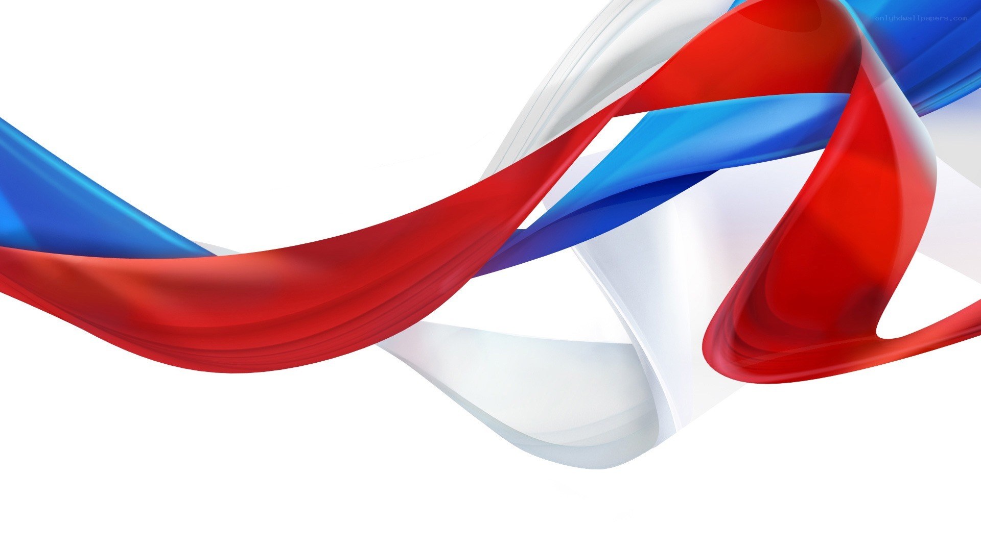 Abstract red, white, and blue ribbons