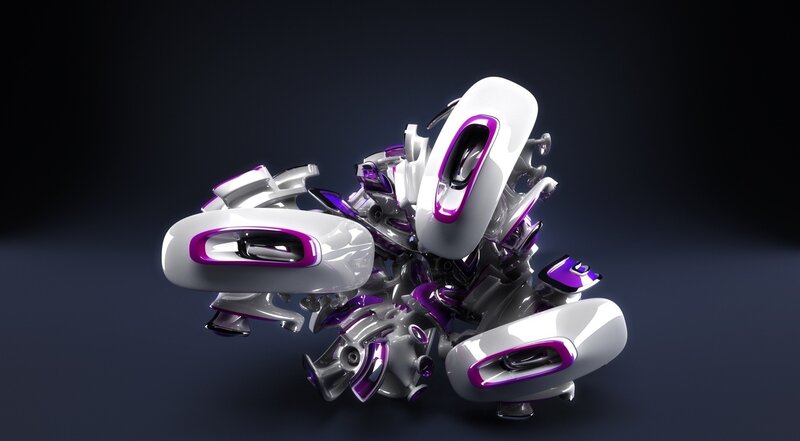 Abstract Robotic Sculpture — White, Dramatic