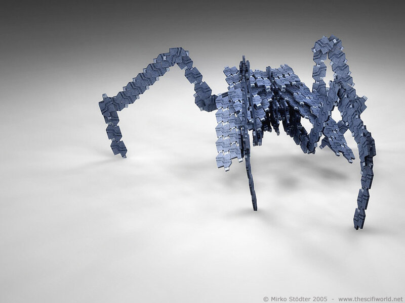 abstract robotic spider sculpture