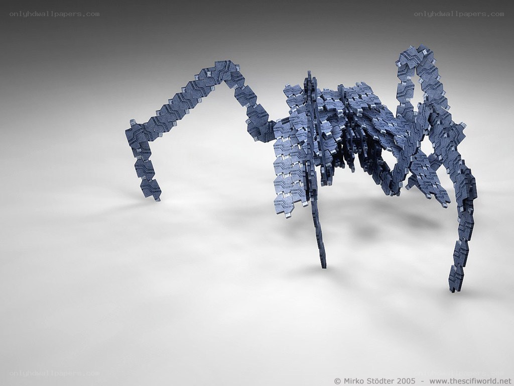 abstract robotic spider sculpture