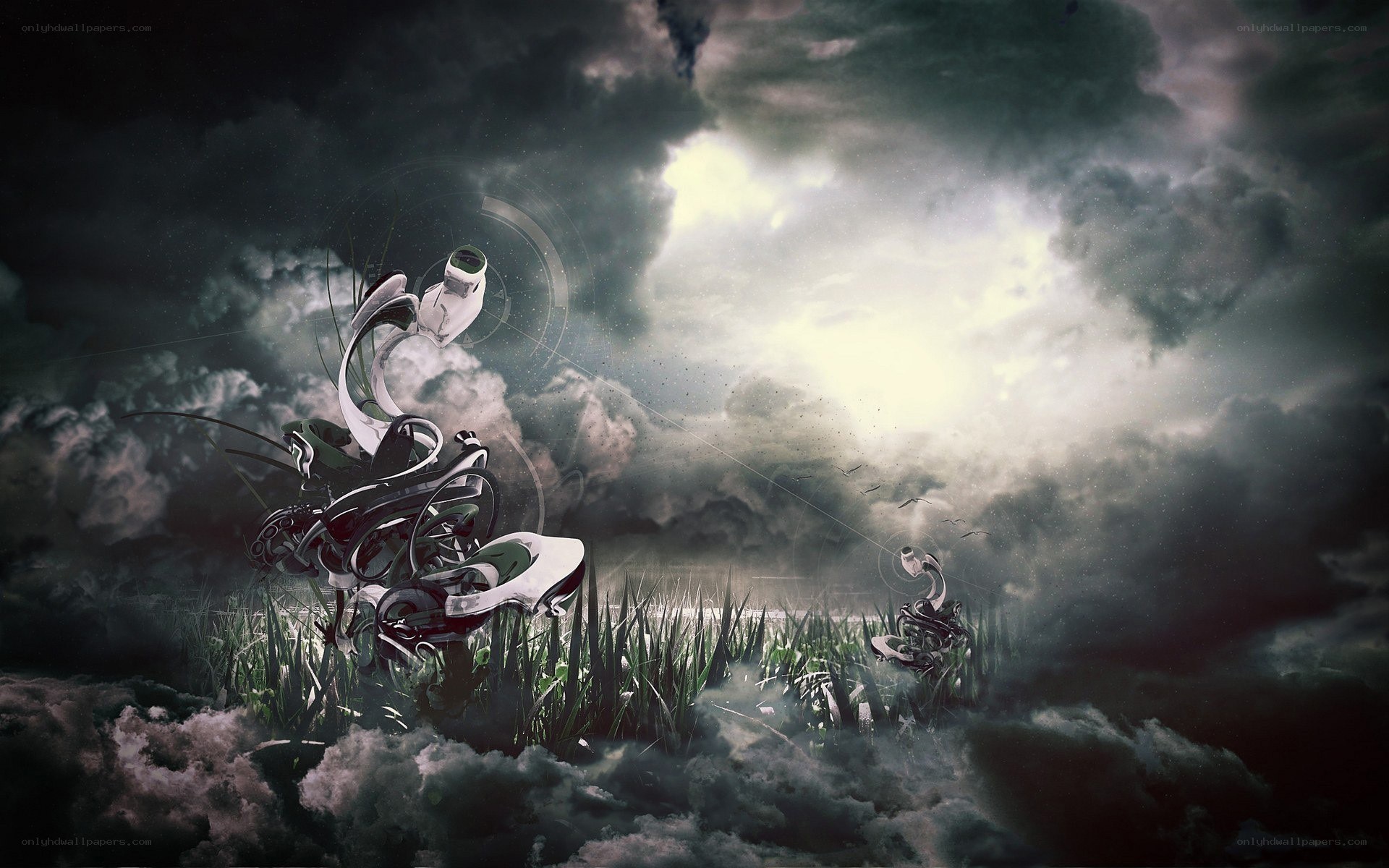 Abstract robots in stormy field