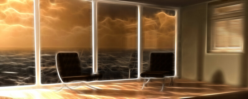 abstract room with glowing windows