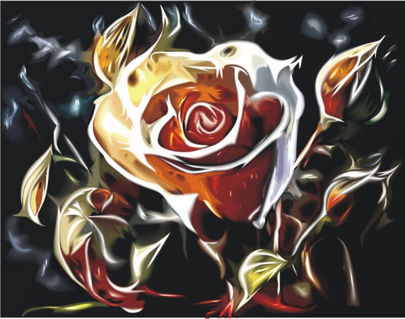 Abstract Rose Flower — Red