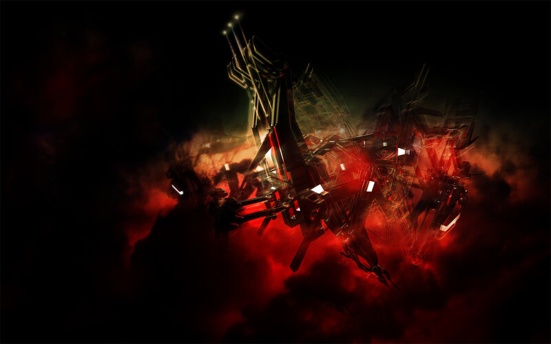 abstract sci-fi battle scene
