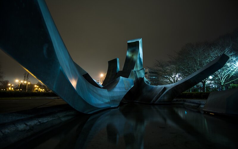 Abstract sculpture at night