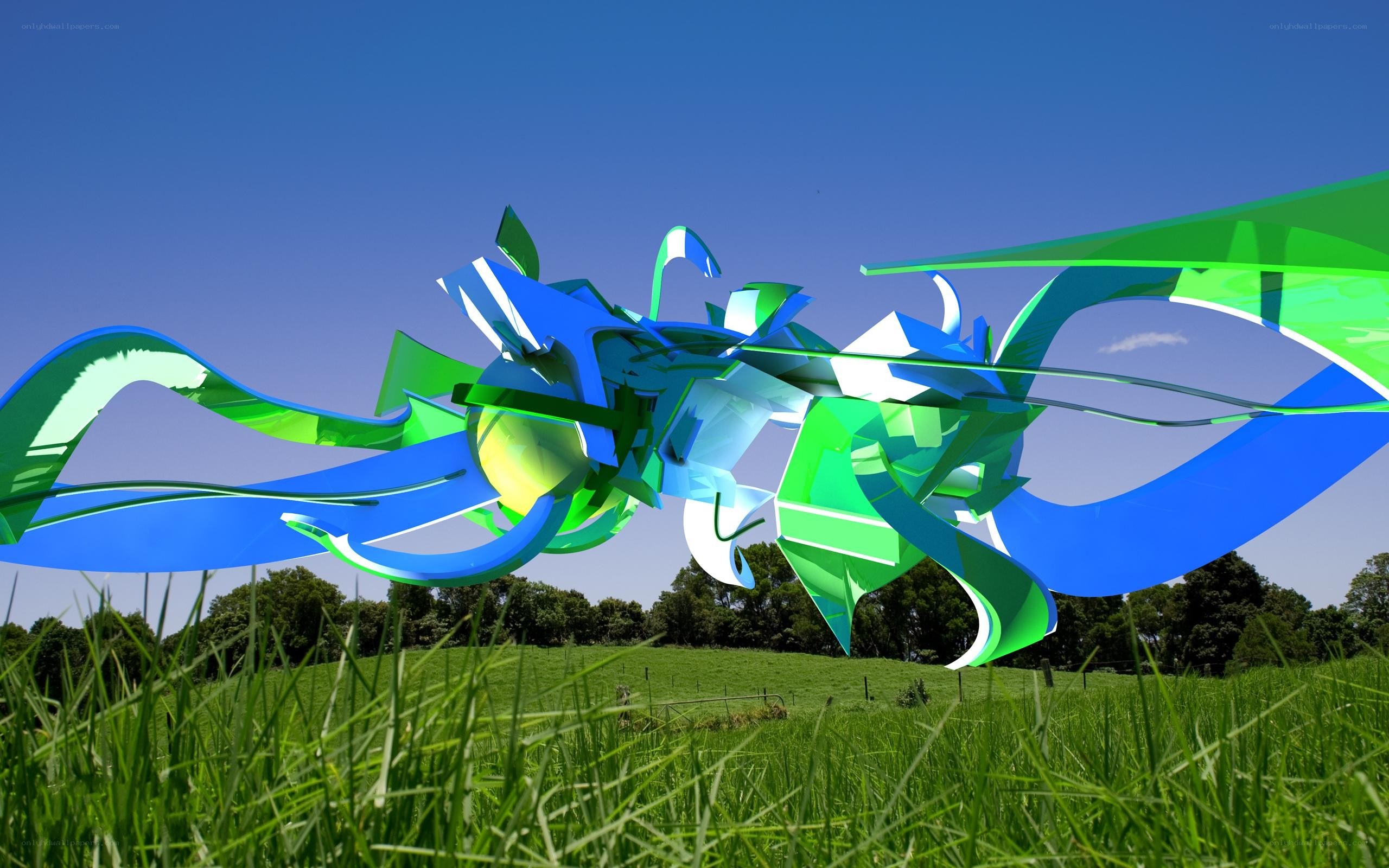 Abstract sculpture in a field