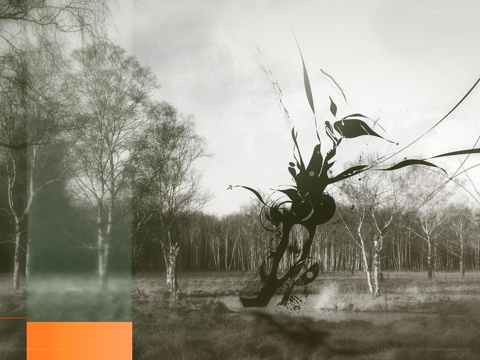 Abstract sculpture in a forest